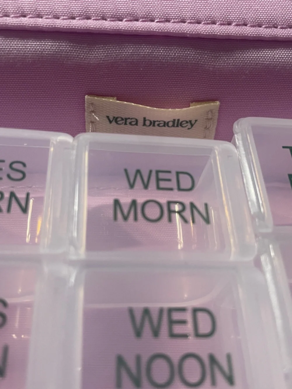 Vera Bradley Pink Weekly Pill Organizer Case with Labeled Compartments - Picture 3 of 3